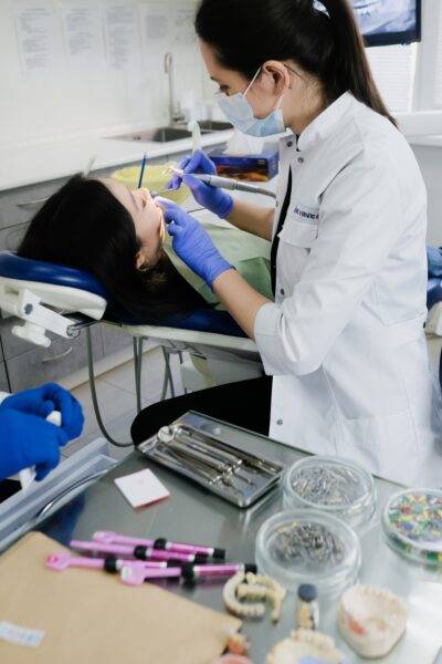 A patient at a dental check up